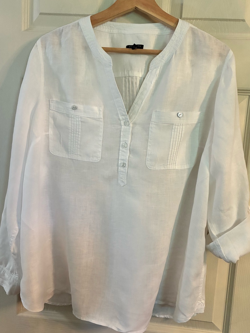 Talbots White Linen  Tunic with Chest Pockets - EUC